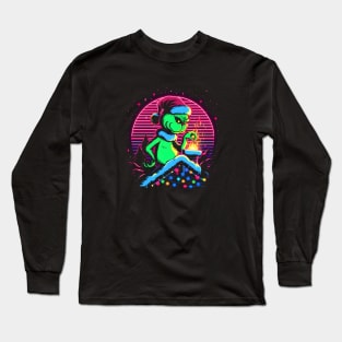 GRINCH SET ON FIRE CHRISTMAS RETRO 80'S VIBE Long Sleeve T-Shirt